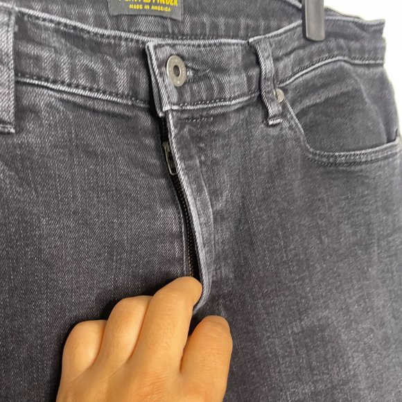 Flint and Tinder Mens Bottoms Size 34 Faded Black Straight Tapered Denim Jeans - Picture 12 of 15